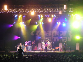 Jars of Clay performs amidst the lights.