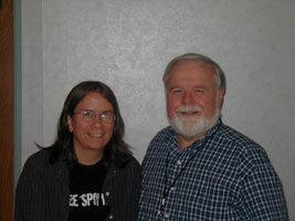 (l to r) Interviewer Kim Flanders and Harry Thomas