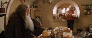 Gandalf pays a visit to Bilbo.